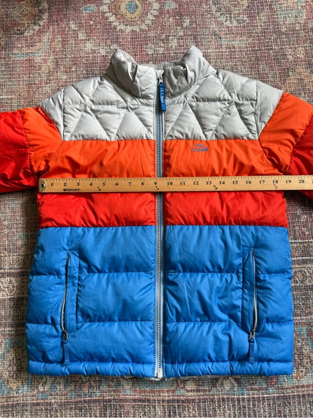 LL Bean Kids L 14-16 Puffer Jacket - Blue/Red/orange/gray
